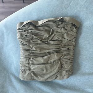 Reformation Green Strapless Ruched Bodycon Top